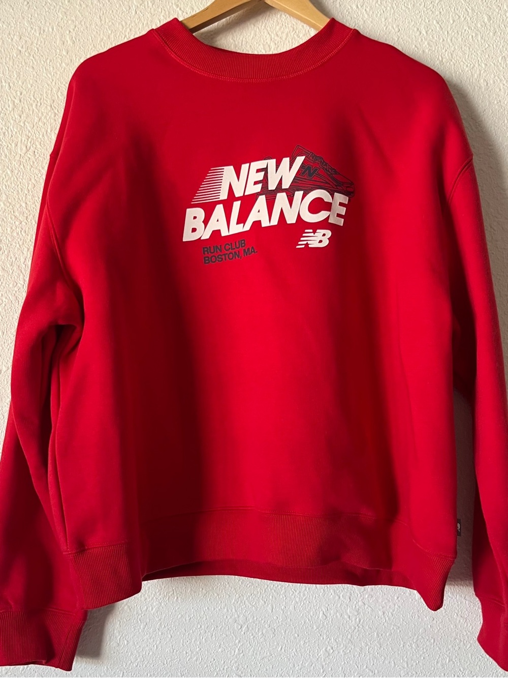 New Balance Men’s Bright Red Crewneck Sweatshirt with White Logo